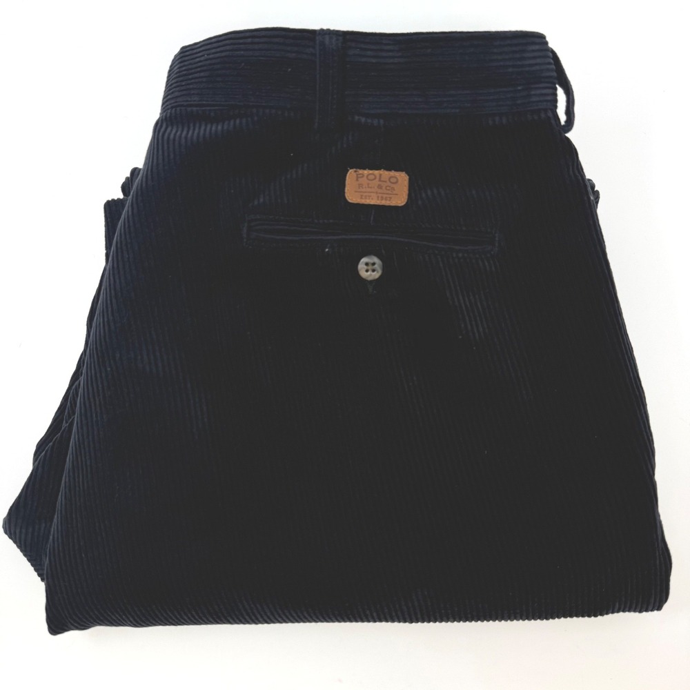 Polo Ralph Lauren Andrew Pant Mens 38x32 Navy Blue‎ Corduroy Pleated Trousers
